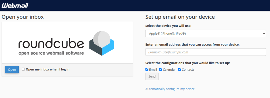 webmail cpanel