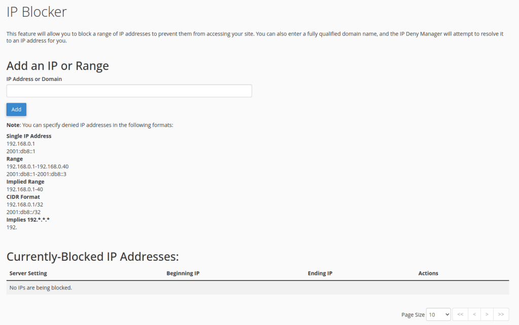 block ip cpanel