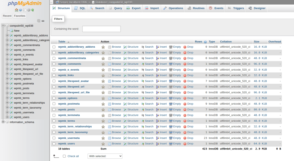 select database
