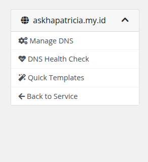sidebar panel layanan dengan ketiga menu navigasi